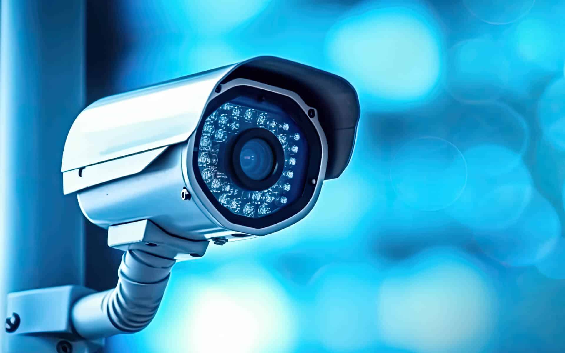 IMage of a modern outdoor security camera mounted on a pole